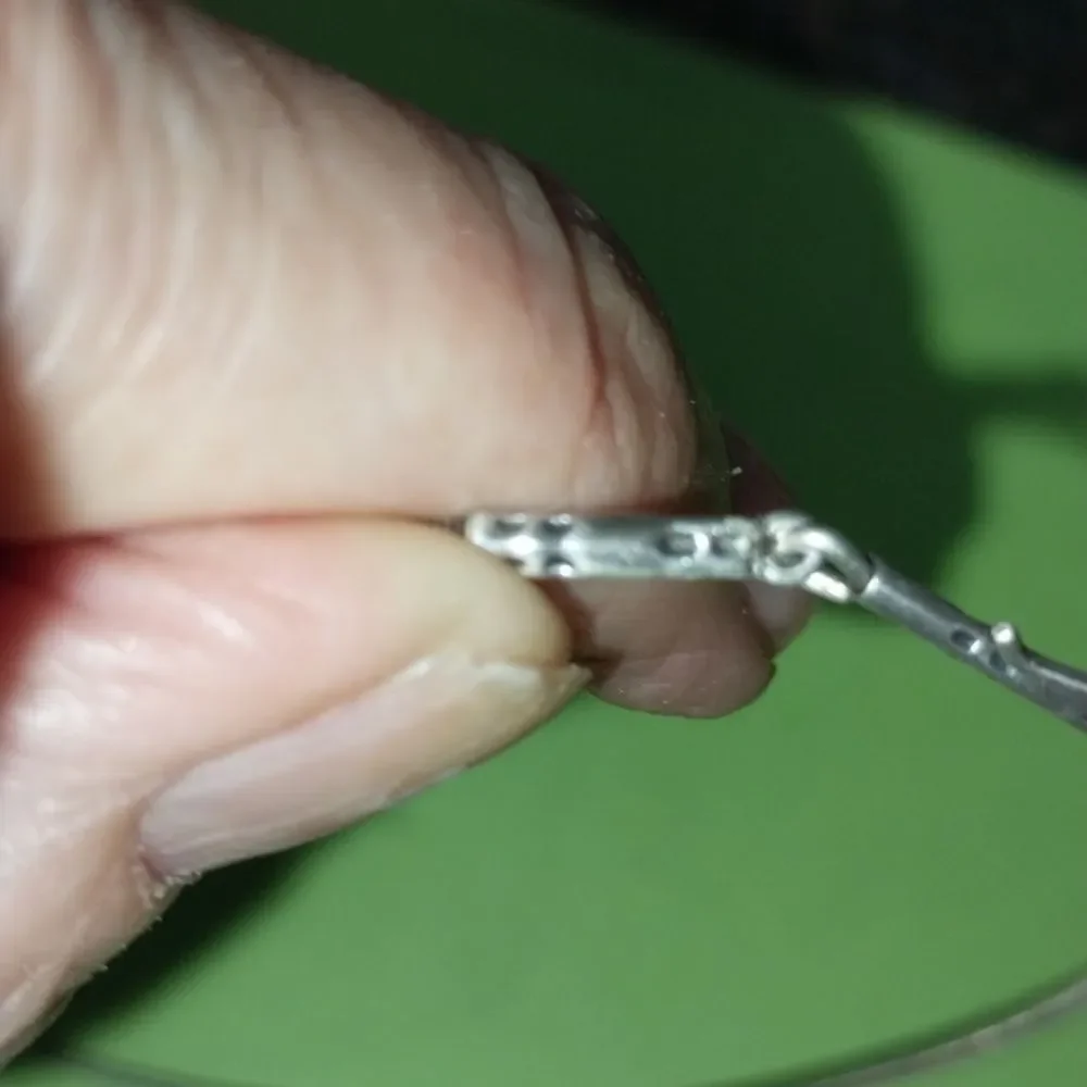 VintageSterling Diachrolic Glass Pendant and Chain...16